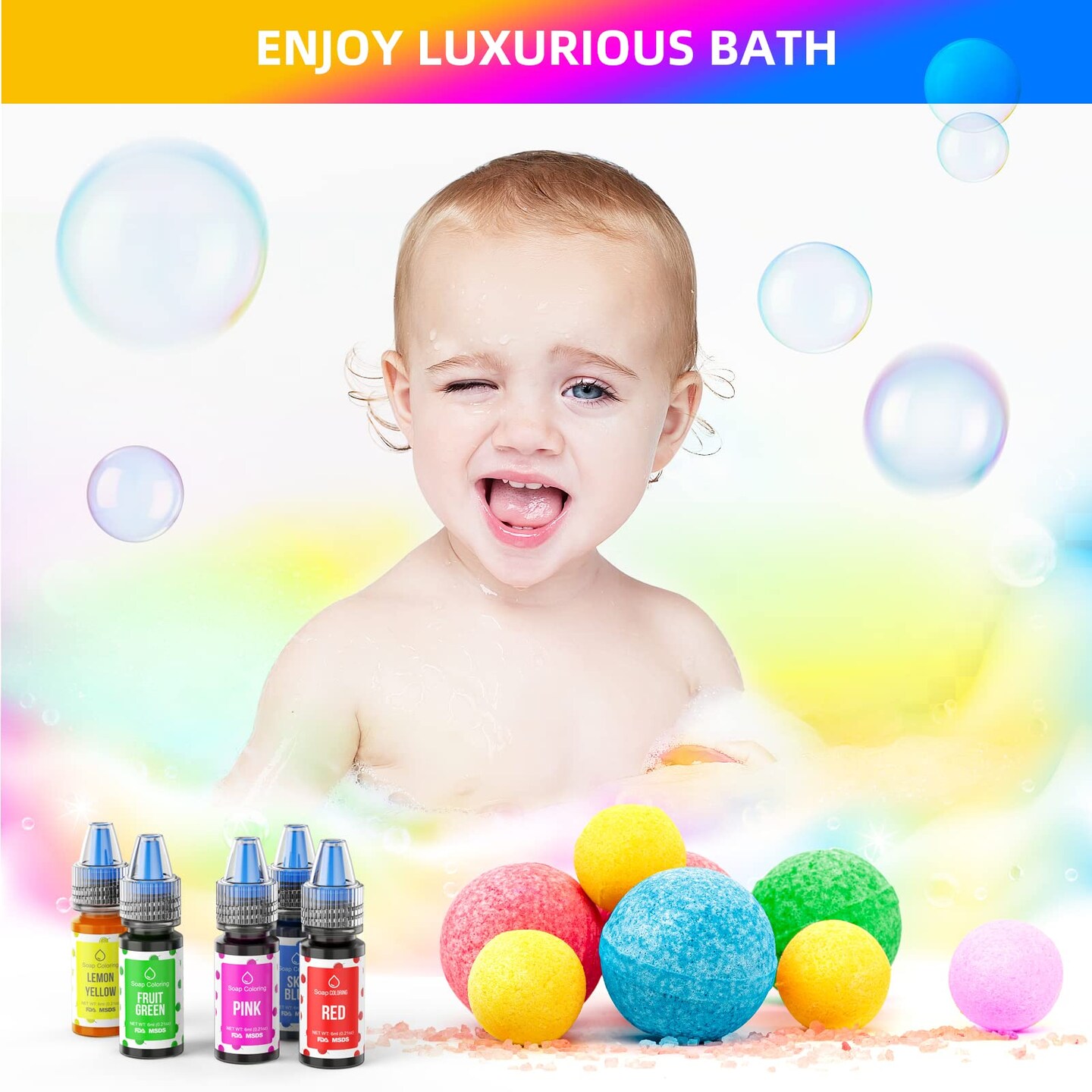 20 Pcs Bath Bomb Soap Dye - Liquid Based Soap Colorant, Food Grade Coloring, Skin Safe, Vibrant Neon Soap Coloring for Soap Making DIY, Bath Bomb Supplies Kits, Bath Salt Crafting, Slime Dye