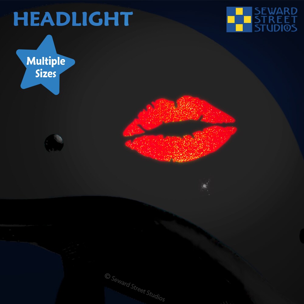 Lips Reflective Decal, Kiss Helmet Sticker, Smack Motorcycle Sticker, xoxo Bike Decal, Lipstick Car Window Safety Transfer 1239R-SZ product 5