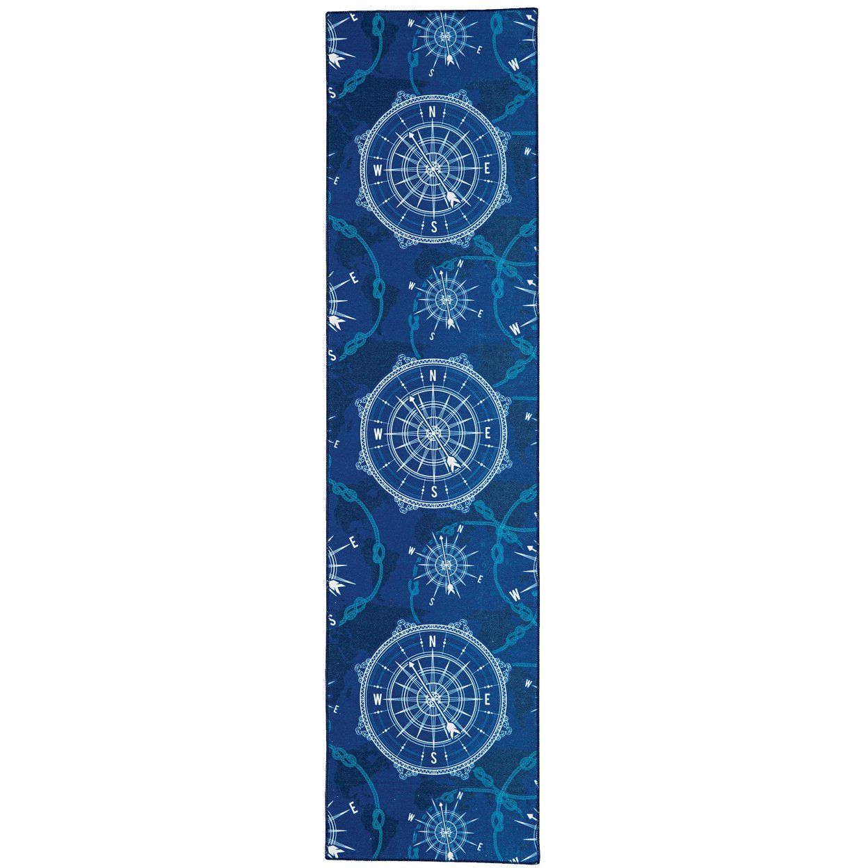 Washable Simon Rug 2X8 Blue Lightweight Durable Stain Resistant Non-Slip