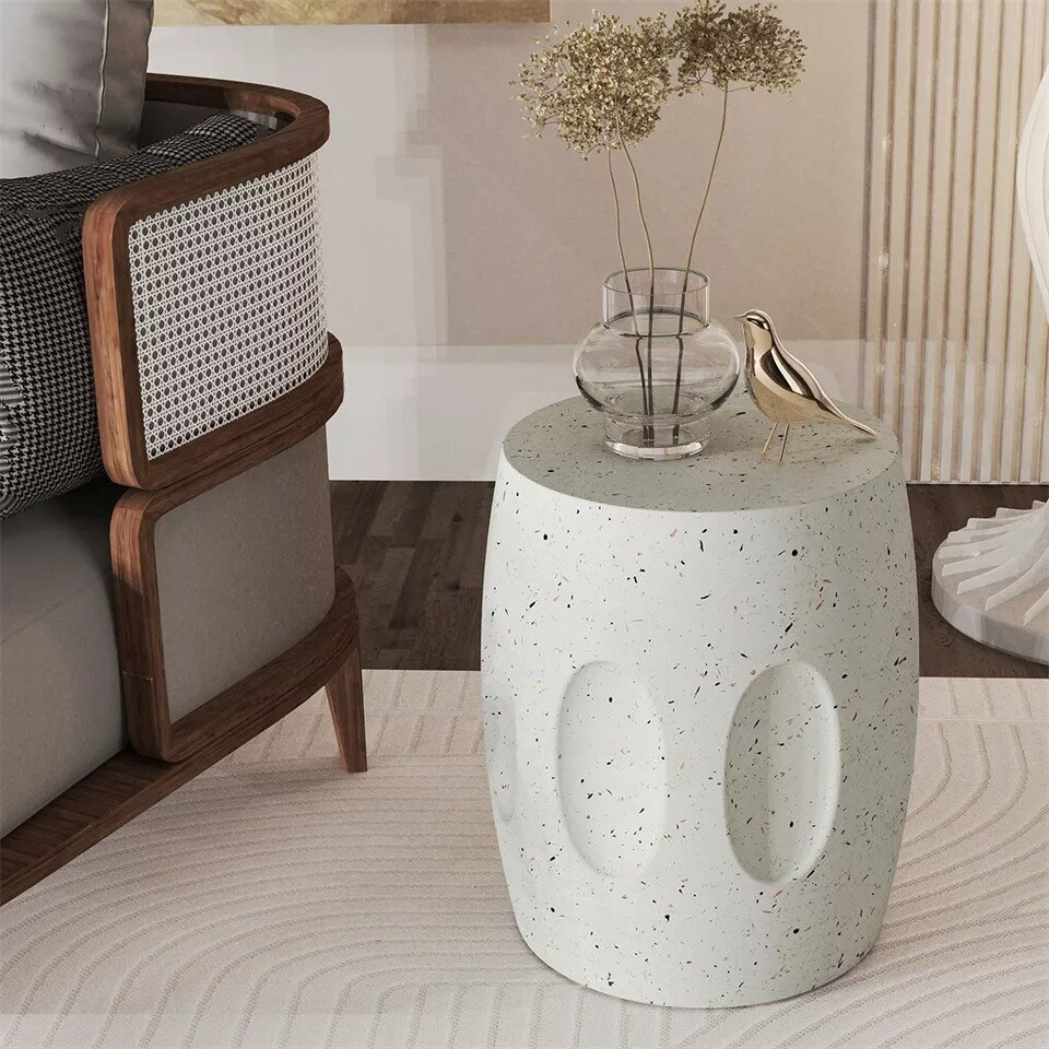 Outdoor Accent Table Side End Table for Patio Backyard Concrete Garden Stool