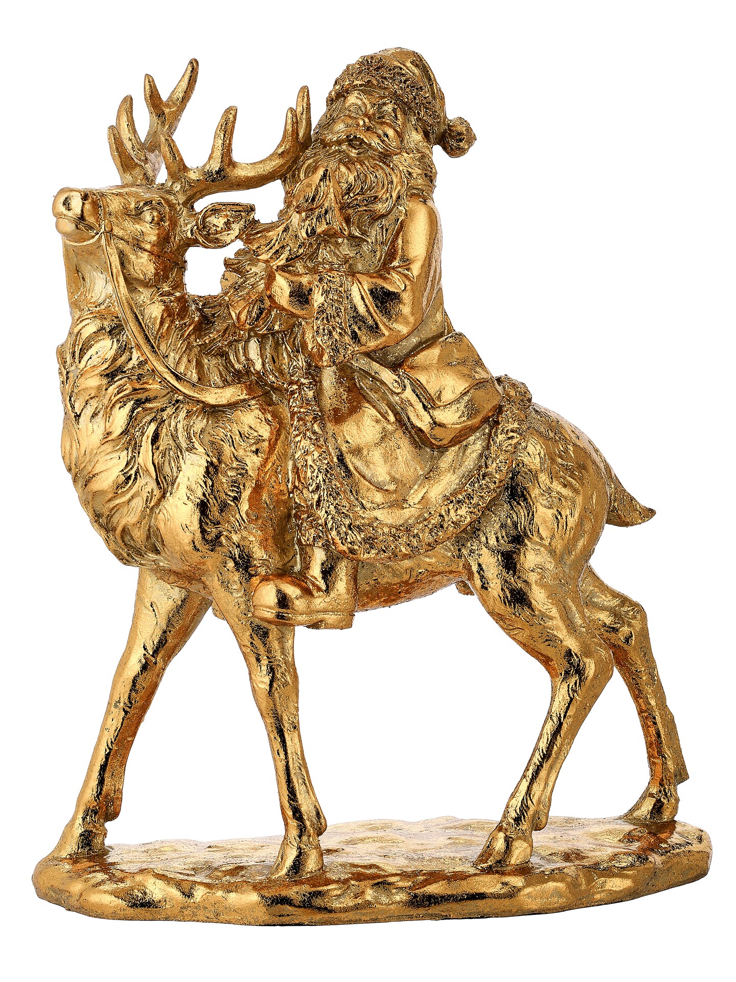 12&#x22; Gold Santa/W Deer