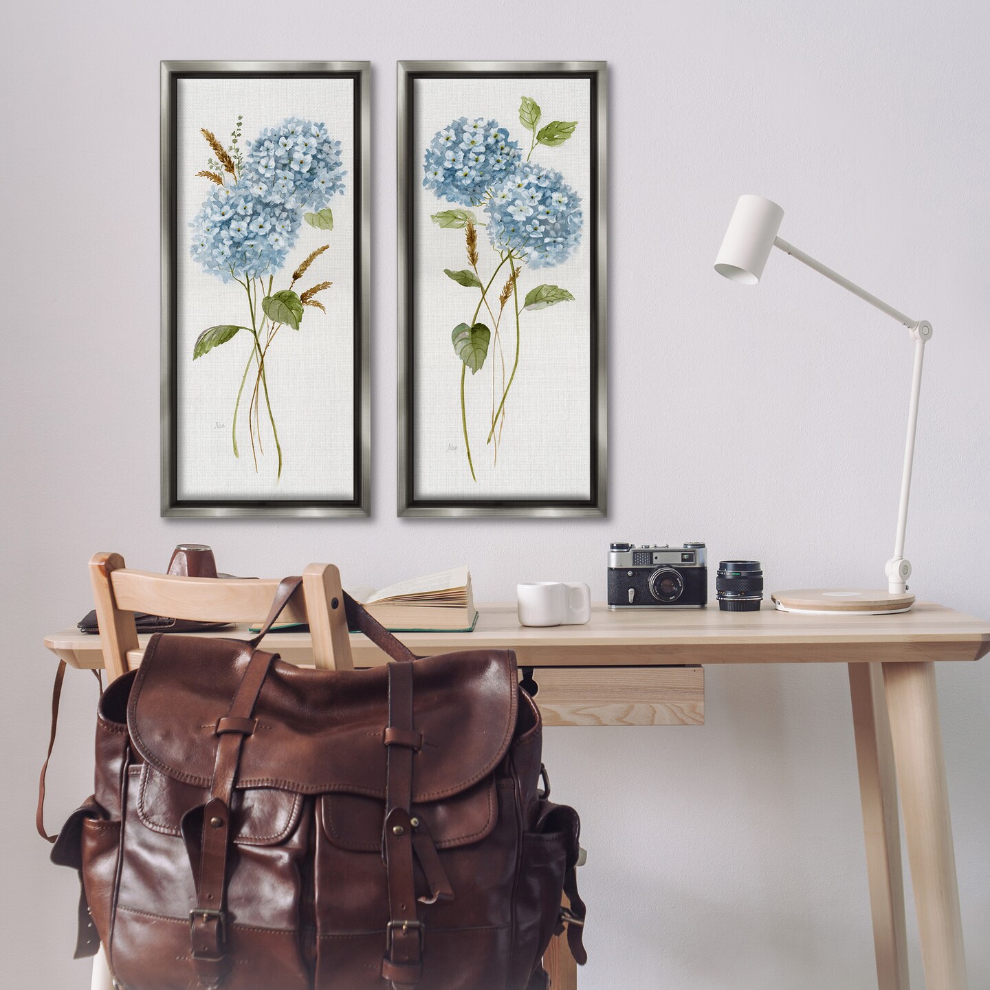 Stupell Industries Blue Hydrangea Long Stems Framed Floater Canvas Wall Art