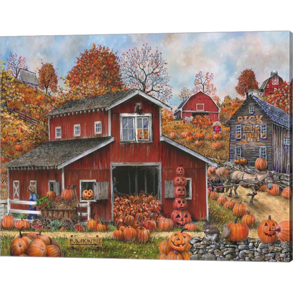Pick Your Own Pumpkins by Tom Wood 20&#x22; x 16&#x22; Canvas Wall Art