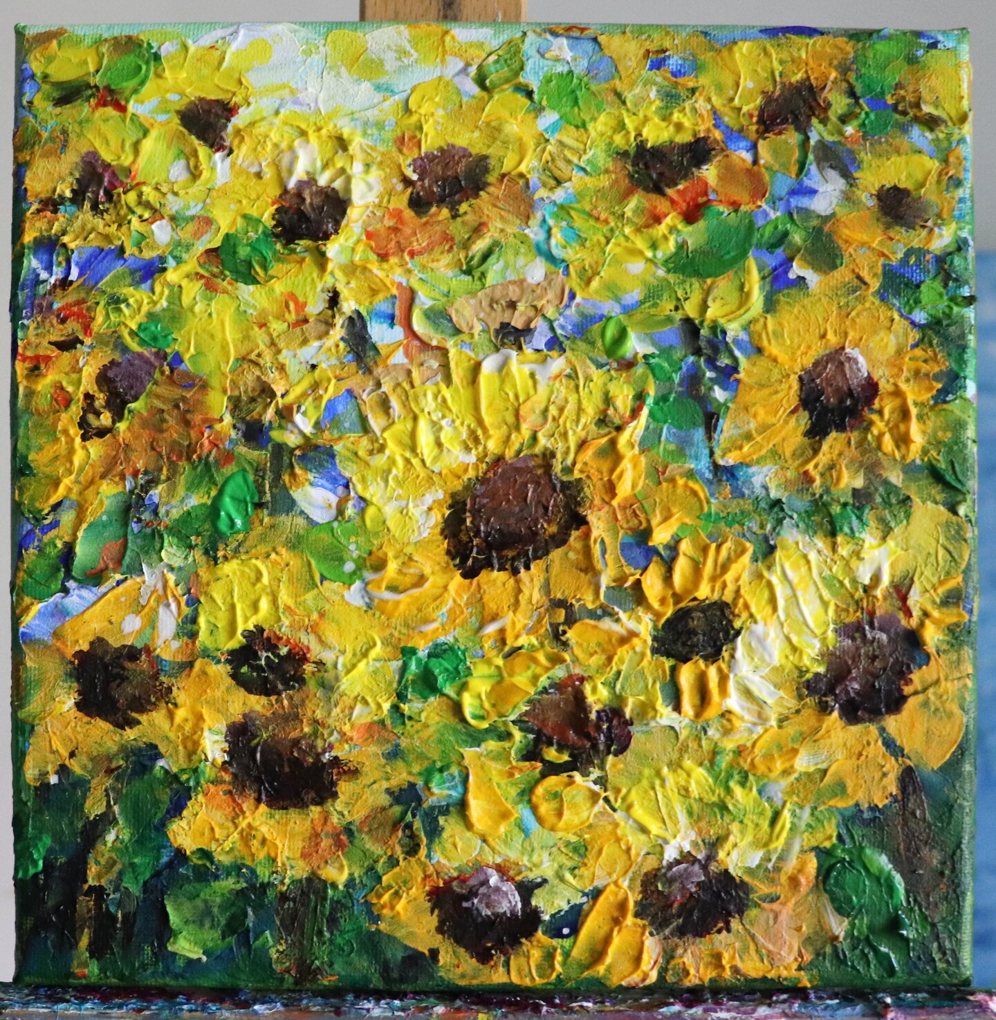 Sunflower Abstract Oil Impasto outlets Painting, Impressionist Painting, Rustic Chic