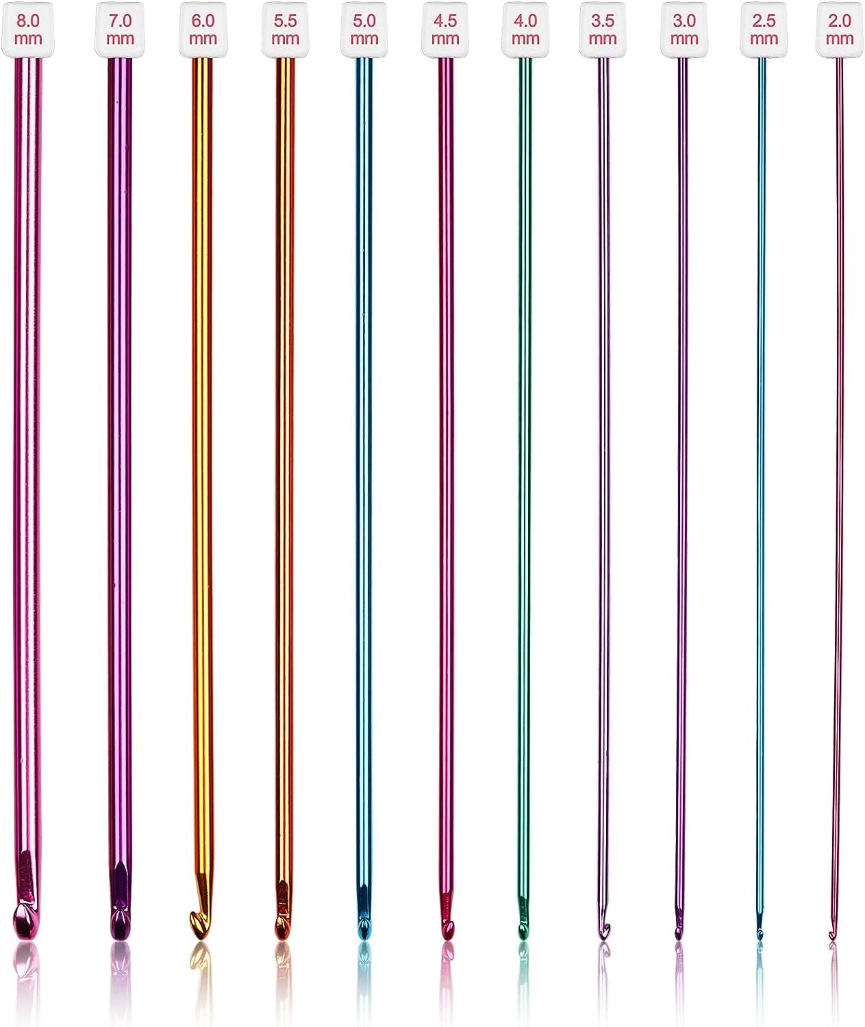 Long Crochet Hook Set, 11Pcs Tunisian Multicolor Afghan Crochet Needles for Crocheting, 2Mm(B)-8Mm(L), Great Knitting &#x26; Crochet Supplies Tool for Beginner, Crocheter &#x26; Knitter