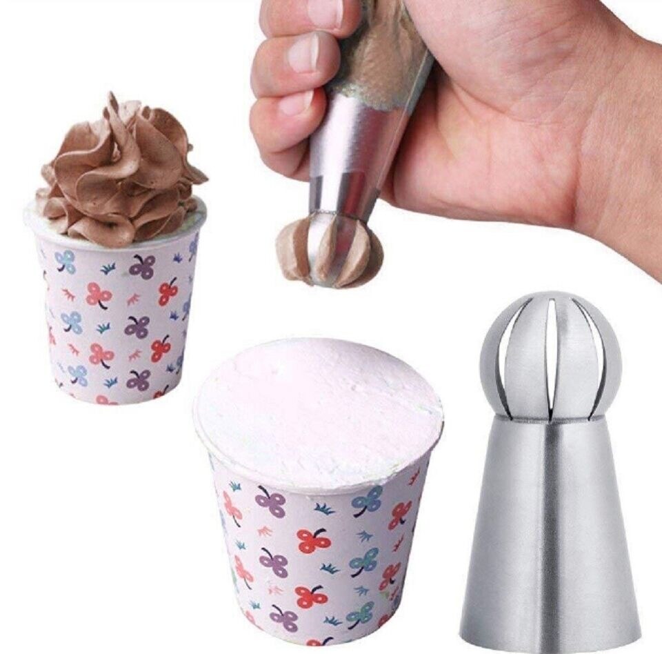 3 Pcs Russian Ball Sphere Icing Nozzles Set - Stainless Steel Pastry Piping Tips