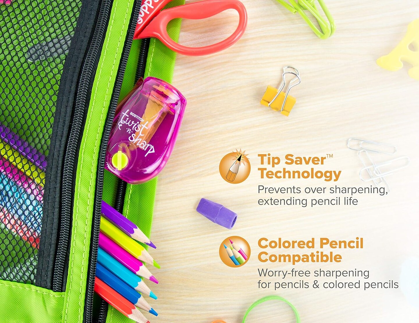 PS1-ADJ Office Twist-n-Sharp Pencil Sharpener, Various Colors, for Kids &#x26; Colored Pencils