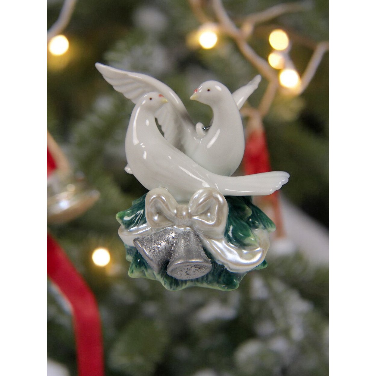 Ceramic Christmas Doves Ornament 3.75 Inch Holiday Decor Mom