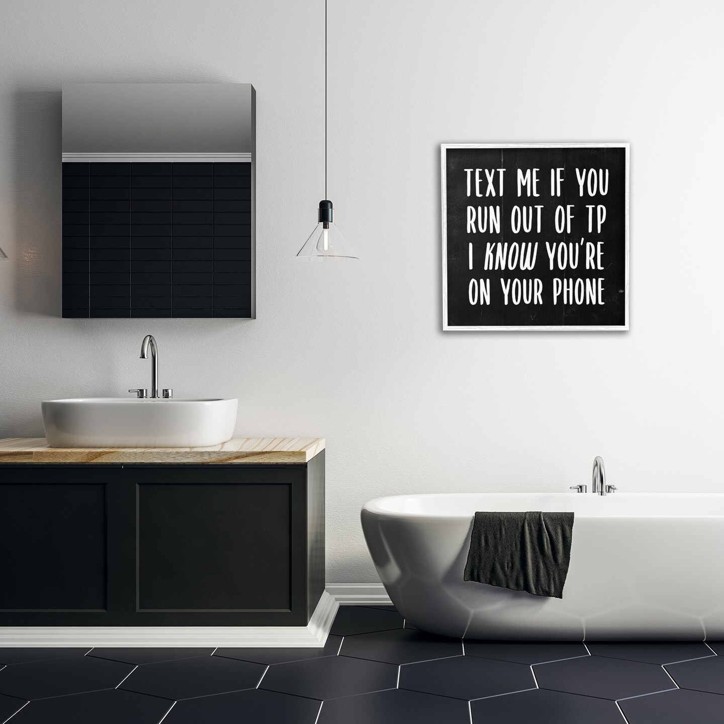 Stupell Industries Text Me For TP Funny Bathroom Framed Giclee Art