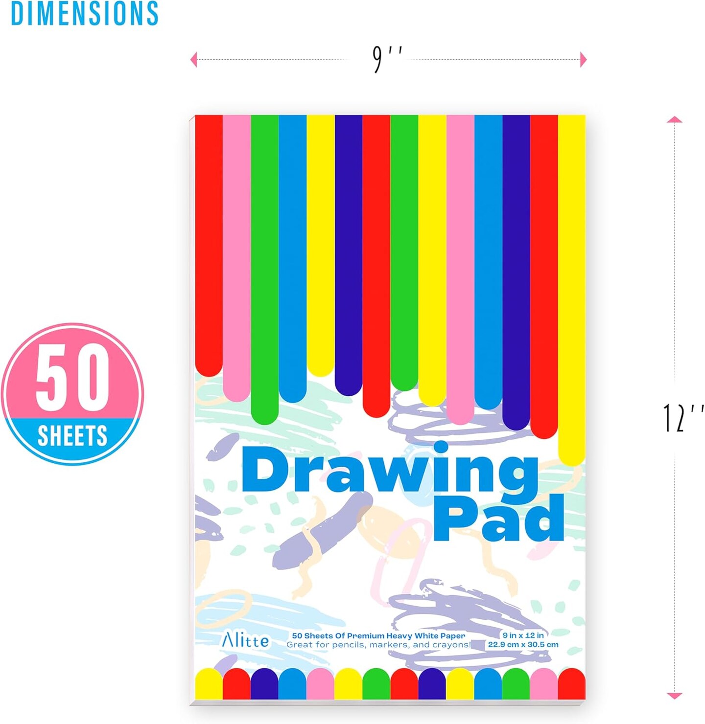 Drawing Pad for Kids, 3-Pack (9x12) Drawing Paper with Easy-Tear Pages - 50 Sheets - Kids Art Supplies | Sketch Pad for Drawing and Coloring - Ideal for Children and Toddlers
