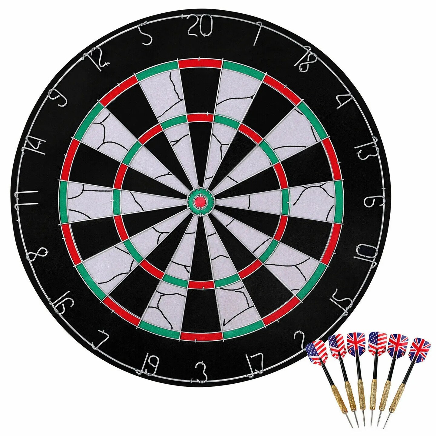 18'' Dart Board Dartboard Set Sports Game Sisal Bristle with 6 Steeltip Darts