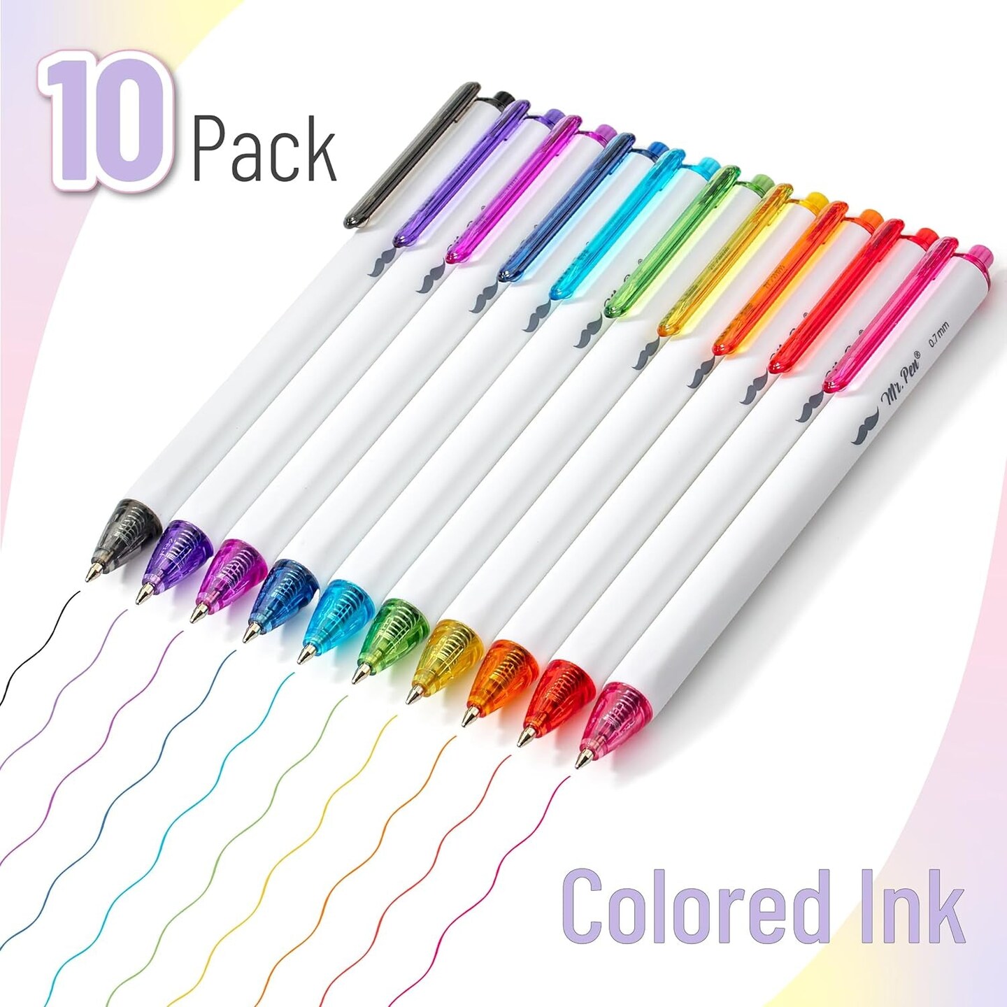 - Ballpoint Pens, 10 Pack, Colorful Ink, Cute Ballpoint Pens Assorted Color Ink, Cute Pens for Journaling, Aesthetic Pens, Bible Pen, Ball Point Pens Black, Pens Ballpoint Smooth Writing Pens