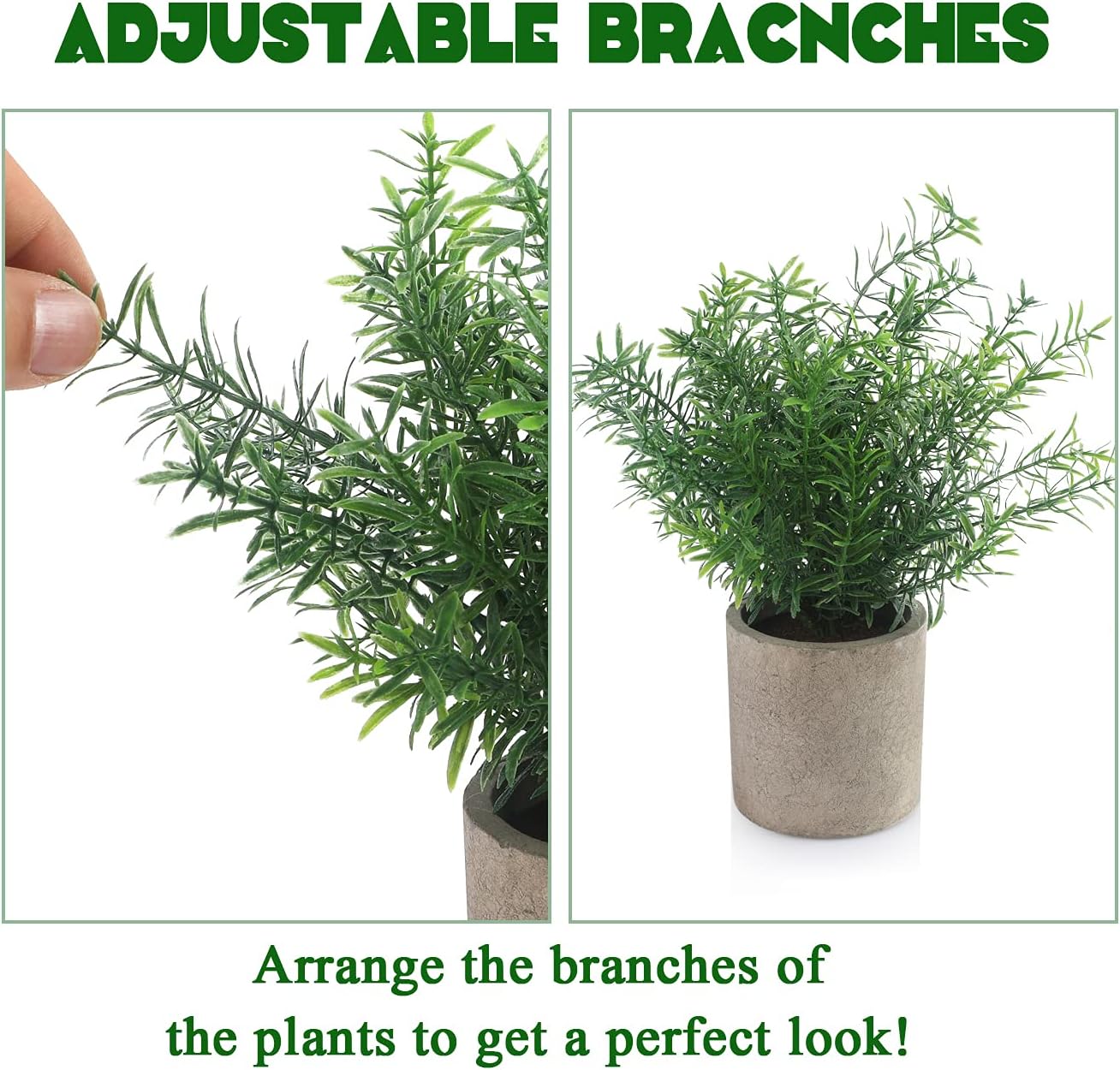 4-Pack Small Artificial Plants, Eucalyptus, Rosemary, Succulents, for Home and Office Decor