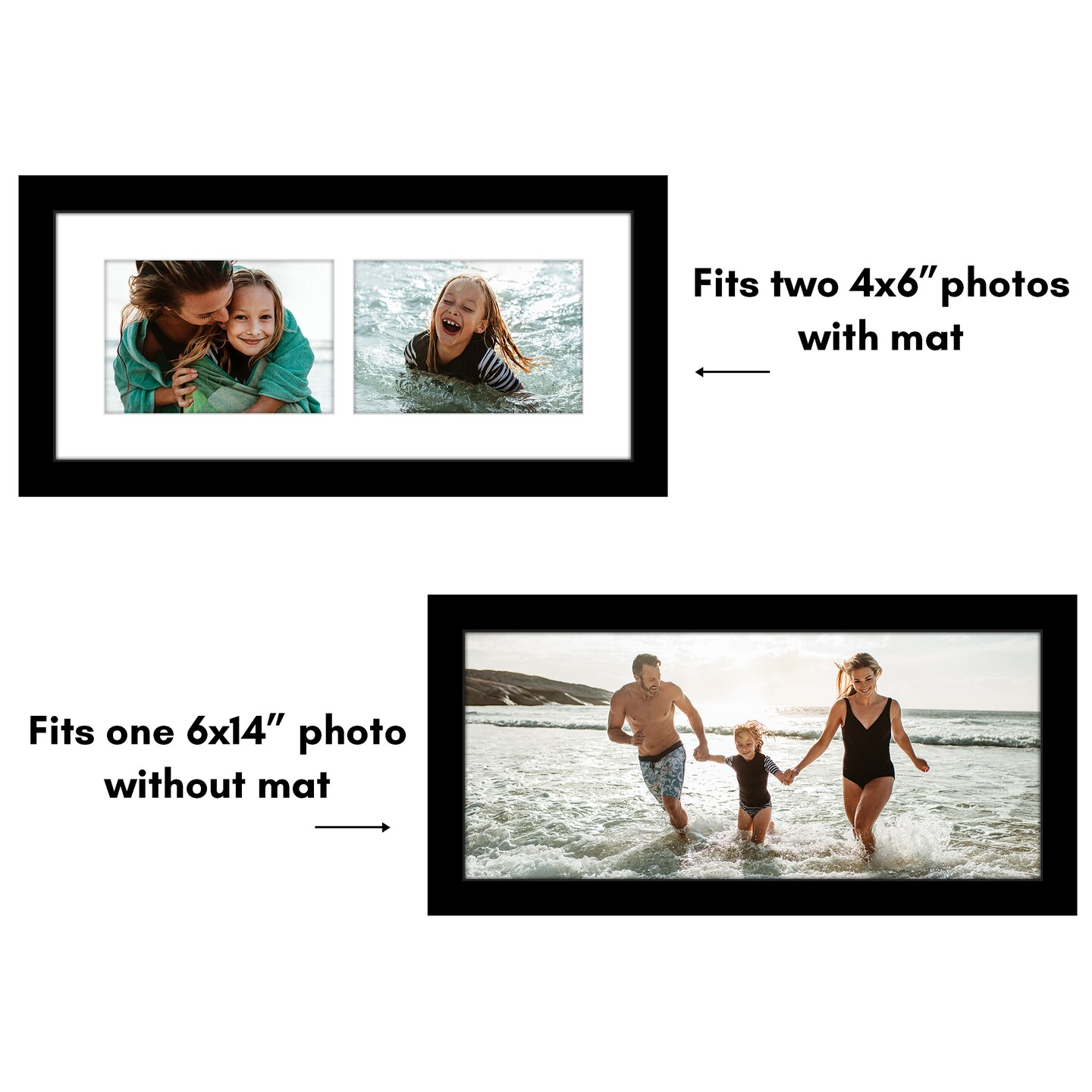 Americanflat 6x14 Collage Picture Frame - Fits Two 4x6 Photos or One 6x14 Picture