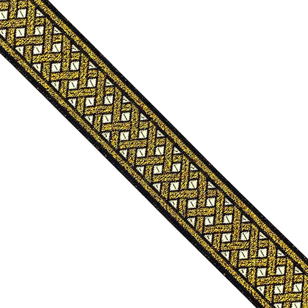 Designer's Shop JL 132 Jacquard metallic Gold Celtic ribbon trim 1-3/8” (35mm) x 9 yard