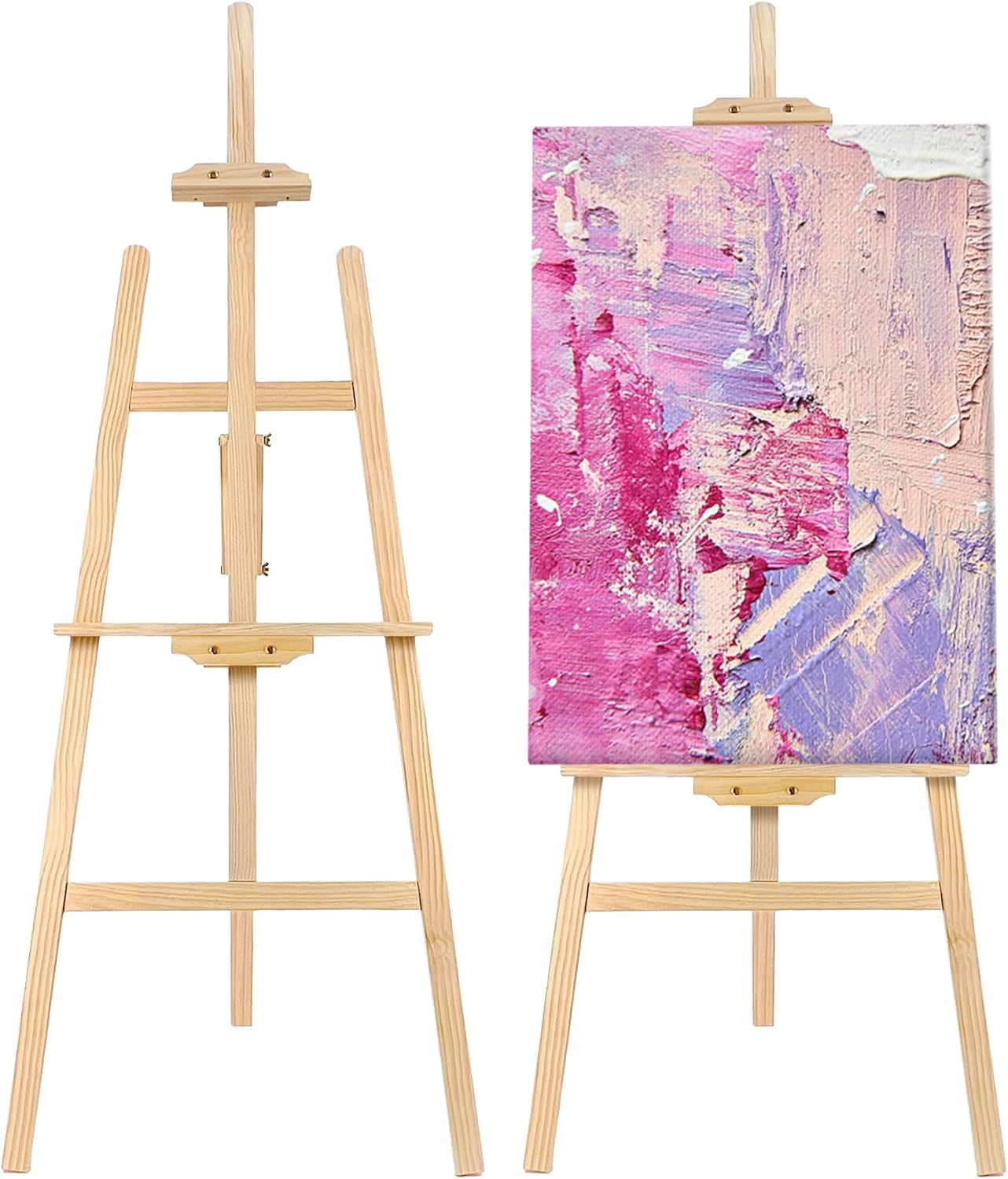 Adjustable Wooden Painting Easel, Art Easel Stand Holds up to 48&#x22;, Painting Canvas for Wedding Sign and Poster, Drawing for Adults, Beginners, and Students