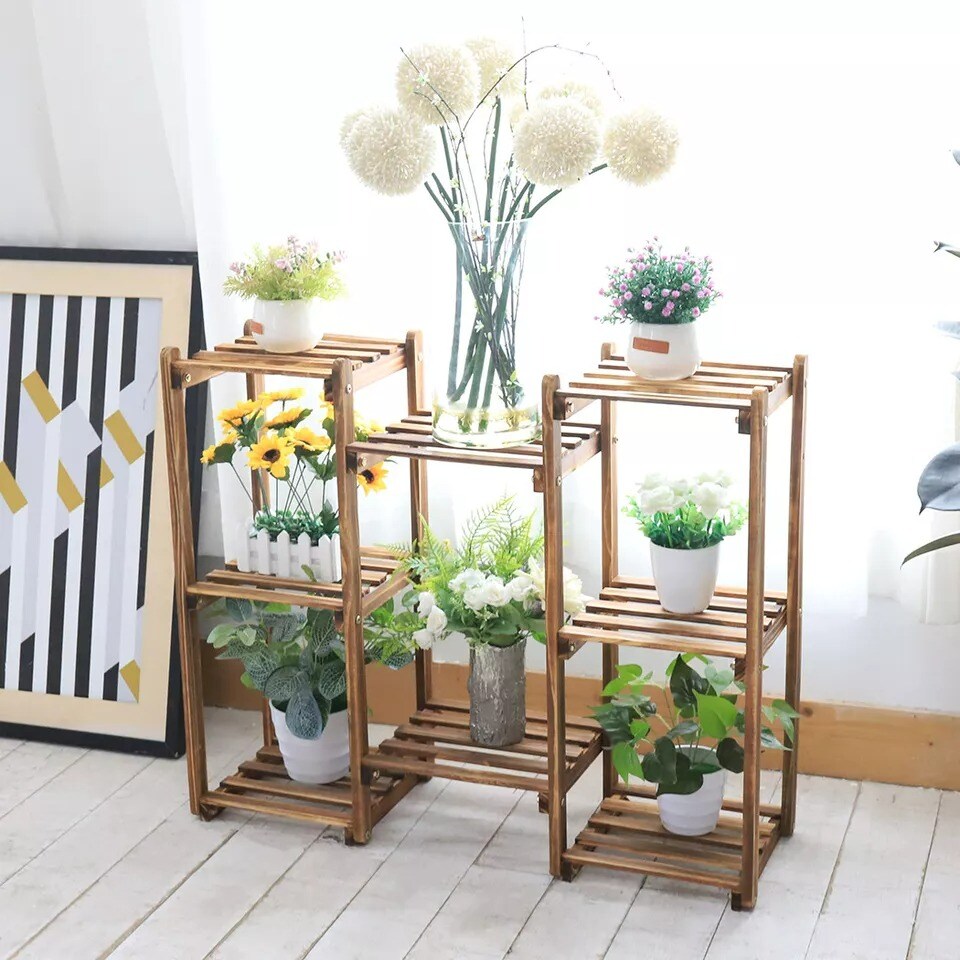 Customized Wood Plant Stand Indoor Outdoor Plant Shelf Flower Potted Holder Rack