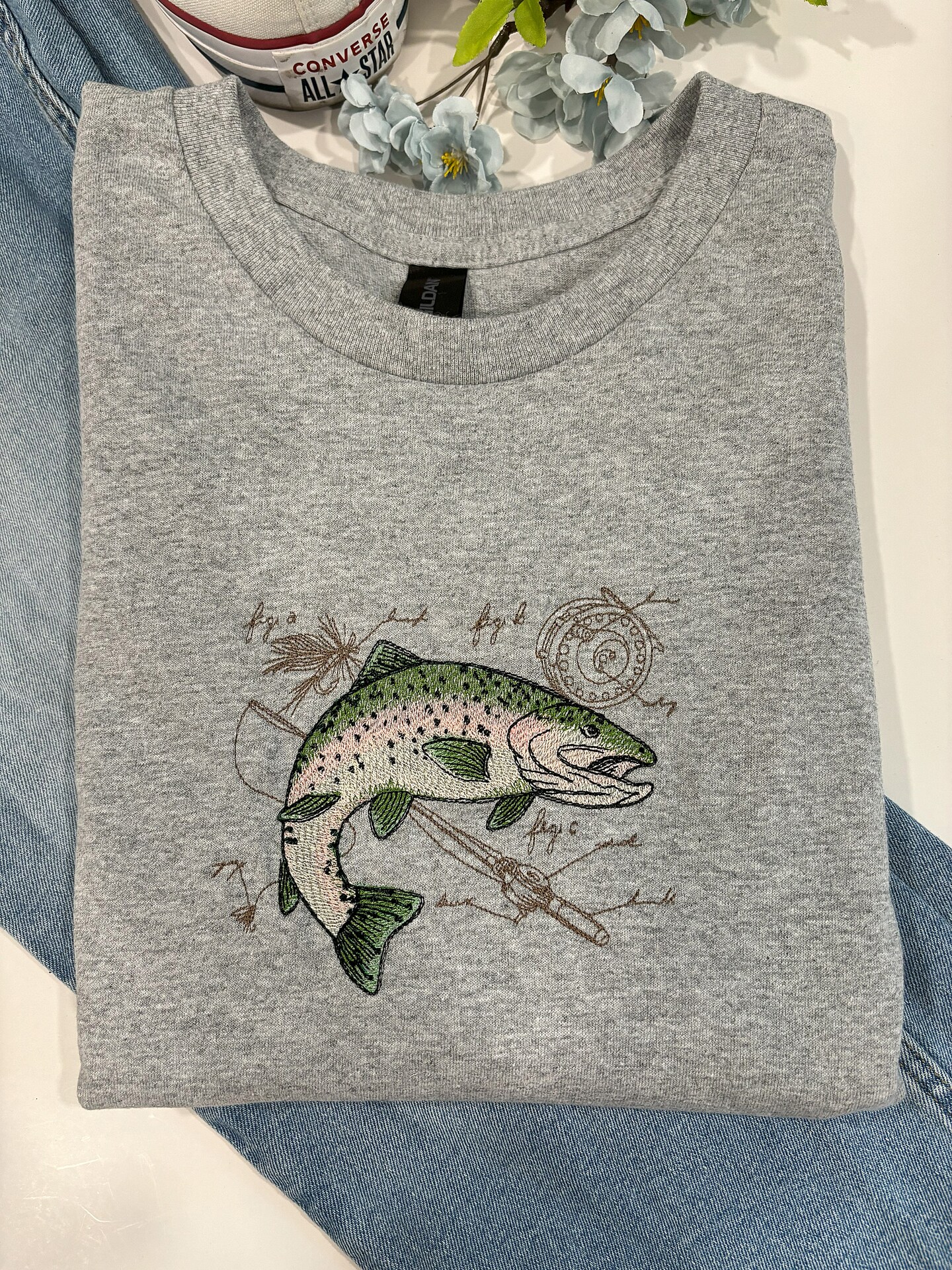 Rainbow Trout Embroidered T-Shirt | Fish T-Shirt | Rainbow Trout Shirt | Fishing T-Shirt | Nature Lover Gift product 2