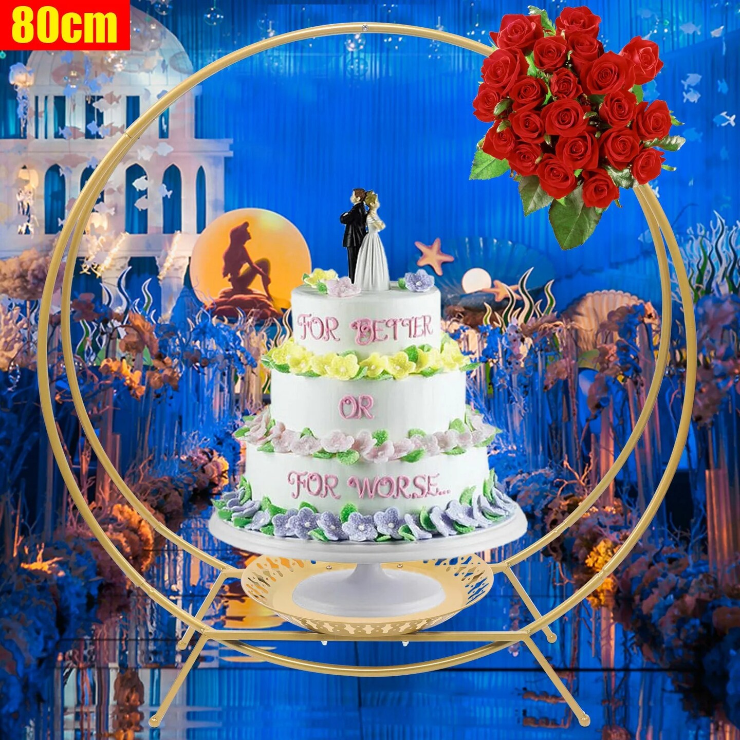 Round Archway Backdrop Metal Stand Arch Frame Balloon Flower Wedding Decor 80cm