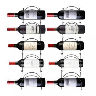 Portabottiglie Da Parete Rustico In Legno Con Bordo Vivo – Capacità 4 Bottiglie, 45,7x15,2x10,2 Cm