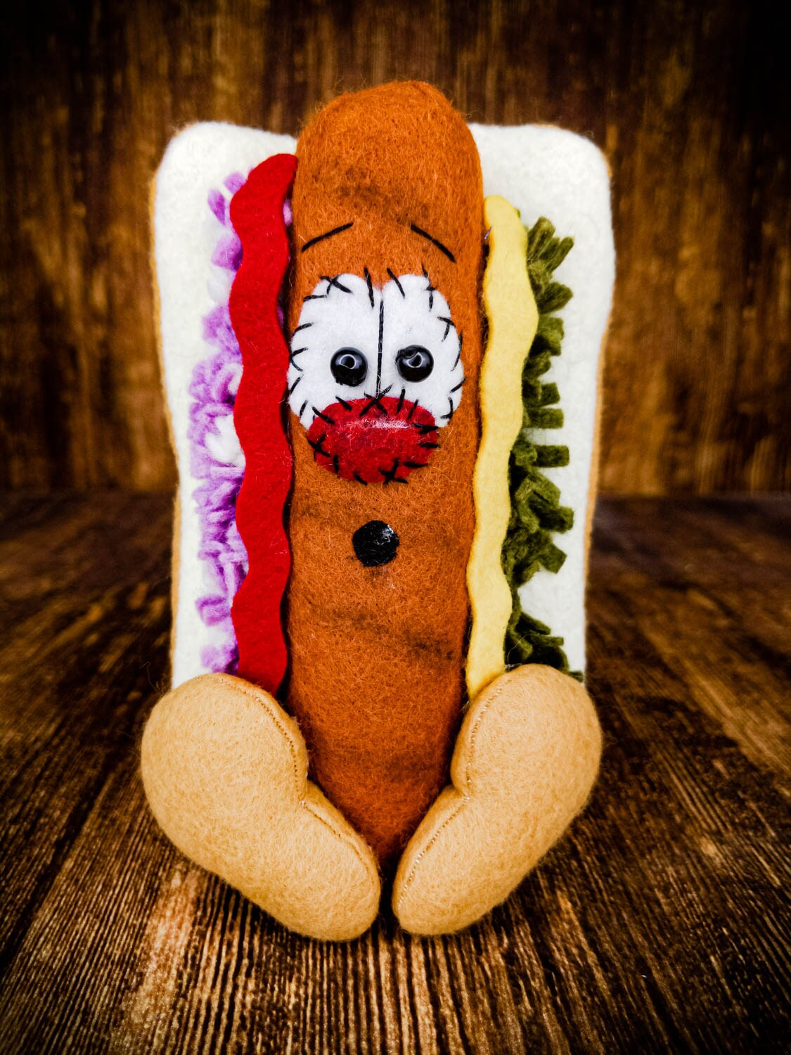 Hot Dog - Faux Hotdog - Cartoon Hot Dog - Shelf Sitter - Photo