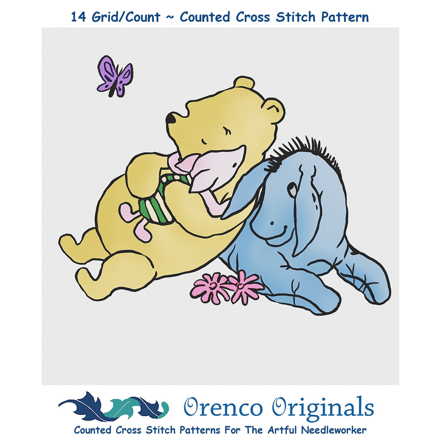 Winnie The Pooh Eeyore and Piglet Counted Cross Stitch Pattern