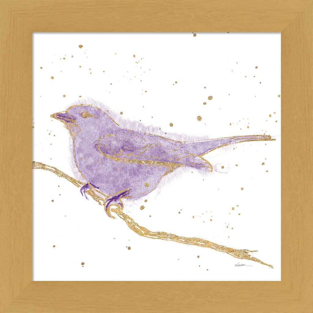 Gilded Bird I Lavender by Shirley Novak 13&#x22; x 13&#x22; Framed Wall Art
