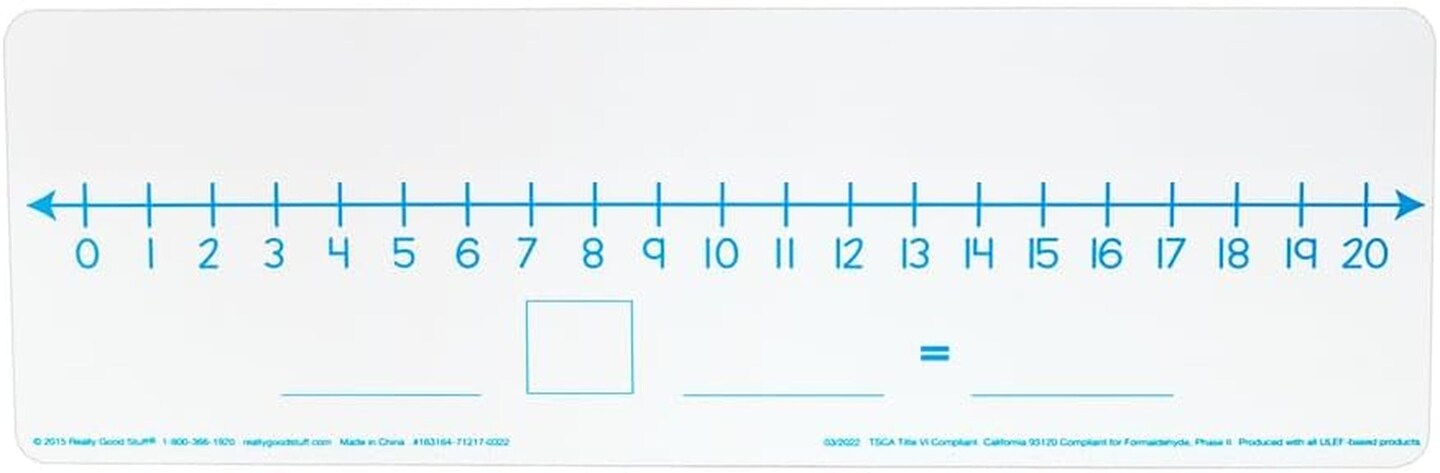 Number Line Dry Erase Boards &#x2013; Two-Sided Boards Feature 0-10 Number Line on One Side, 0-20 on the Other, Write and Wipe, 12&#x201D;X4&#x201D; (Set of 6), Number Line for Students