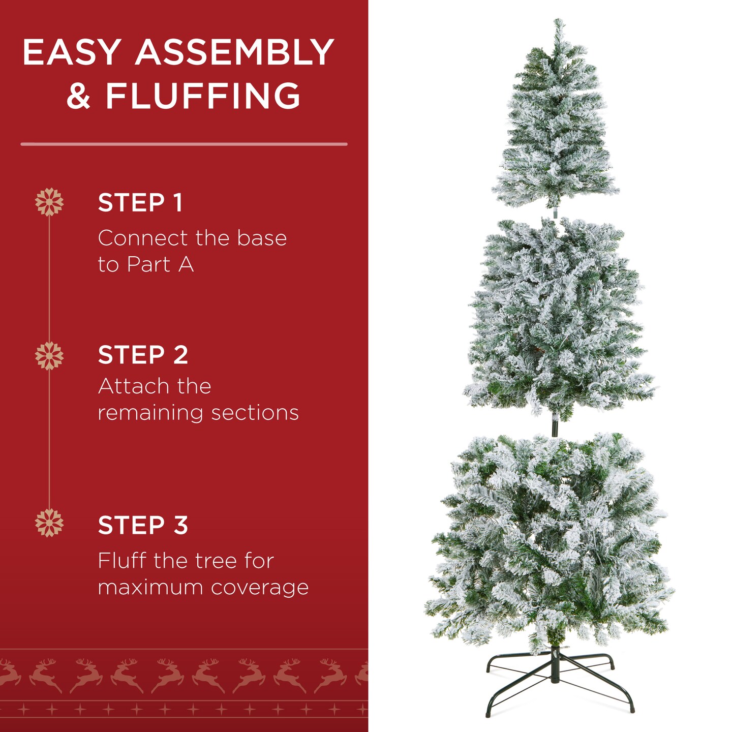 Best Choice Products Pre-Lit Artificial Snow Flocked Pencil Christmas Tree Holiday Decoration