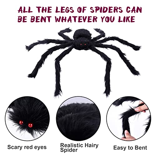 200 inc Halloween Decorations Outdoor 200&#x27;&#x27; Triangular Spider Web + 47&#x27;&#x27; Giant Fake Spiders, Halloween Decor Indoor Clearance for Home Outside Yard Costumes Party Haunted House Garden Lawn