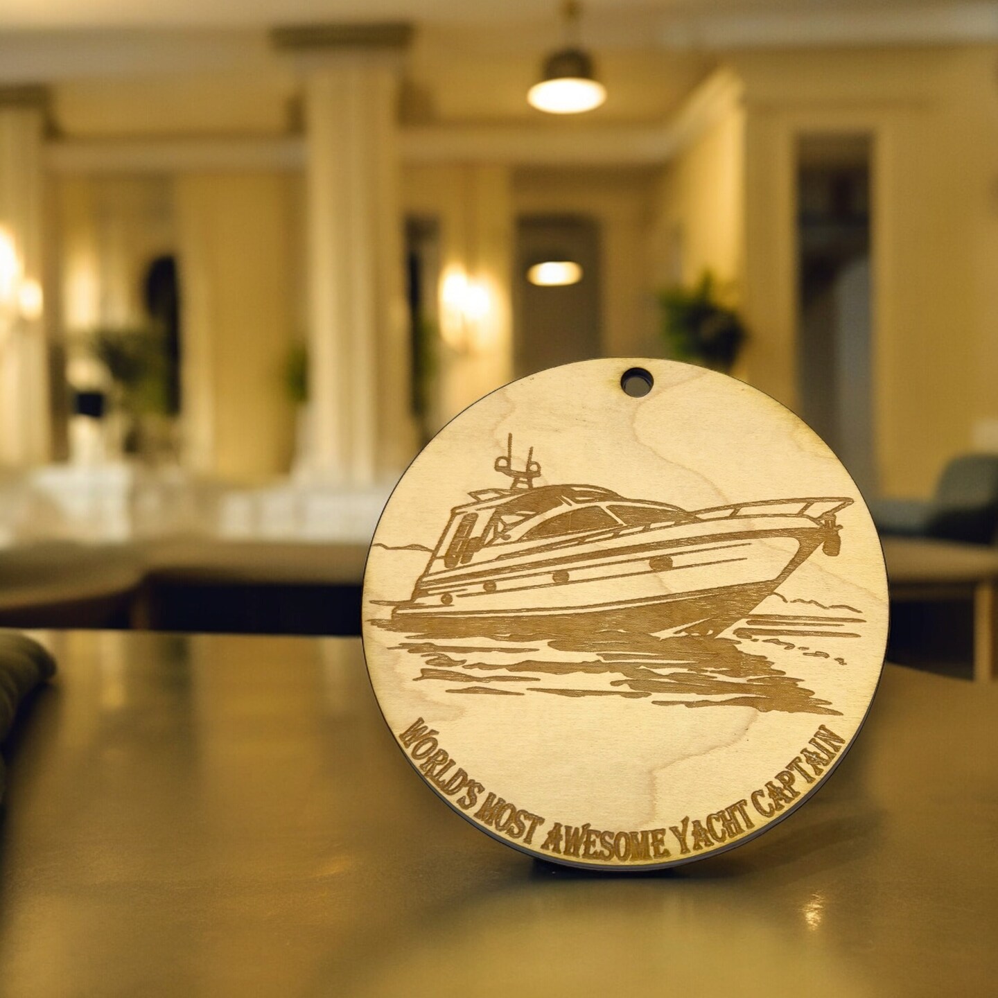 Ornament - World&#x27;s Most Awesome Yacht Captain Raw Wood