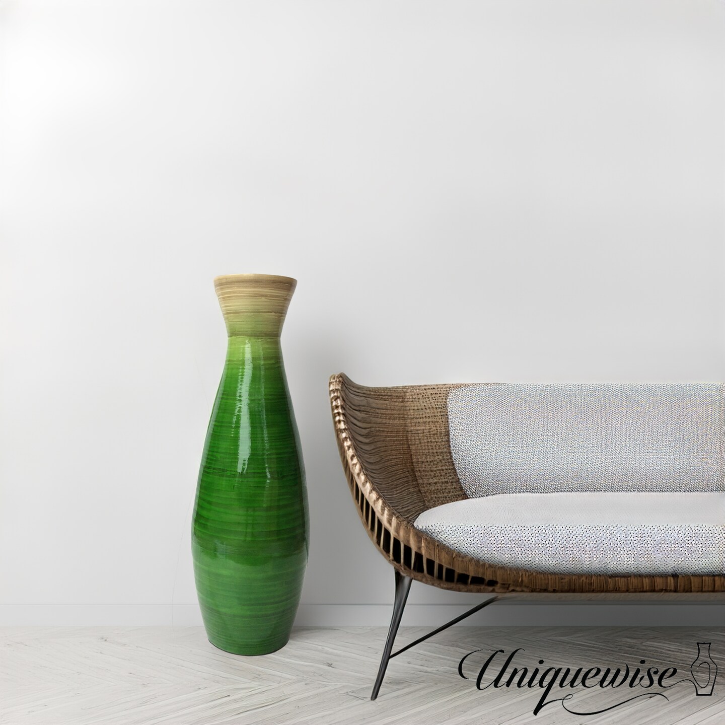 Uniquewise Classic Bamboo Floor Vase Handmade, For Dining, Living Room, Entryway, Fill Up With Dried Branches Or Flowers