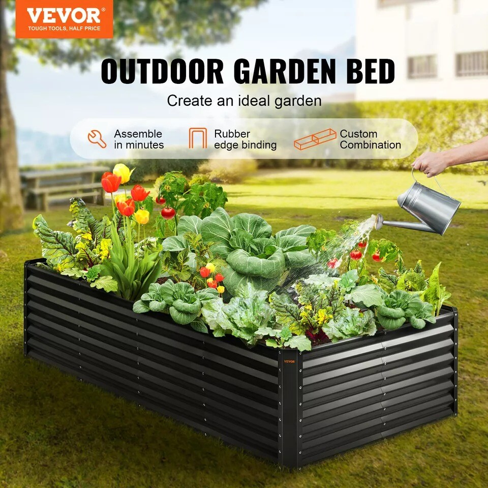 VEVOR Galvanized Raised Garden Bed Planter Box 94.5x47.2x23.6&#x22; Flower Vegetable