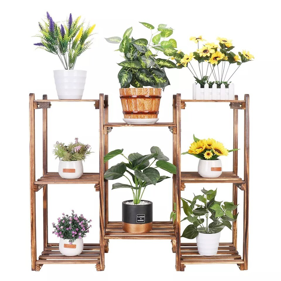 Customized Wood Plant Stand Indoor Outdoor Plant Shelf Flower Potted Holder Rack
