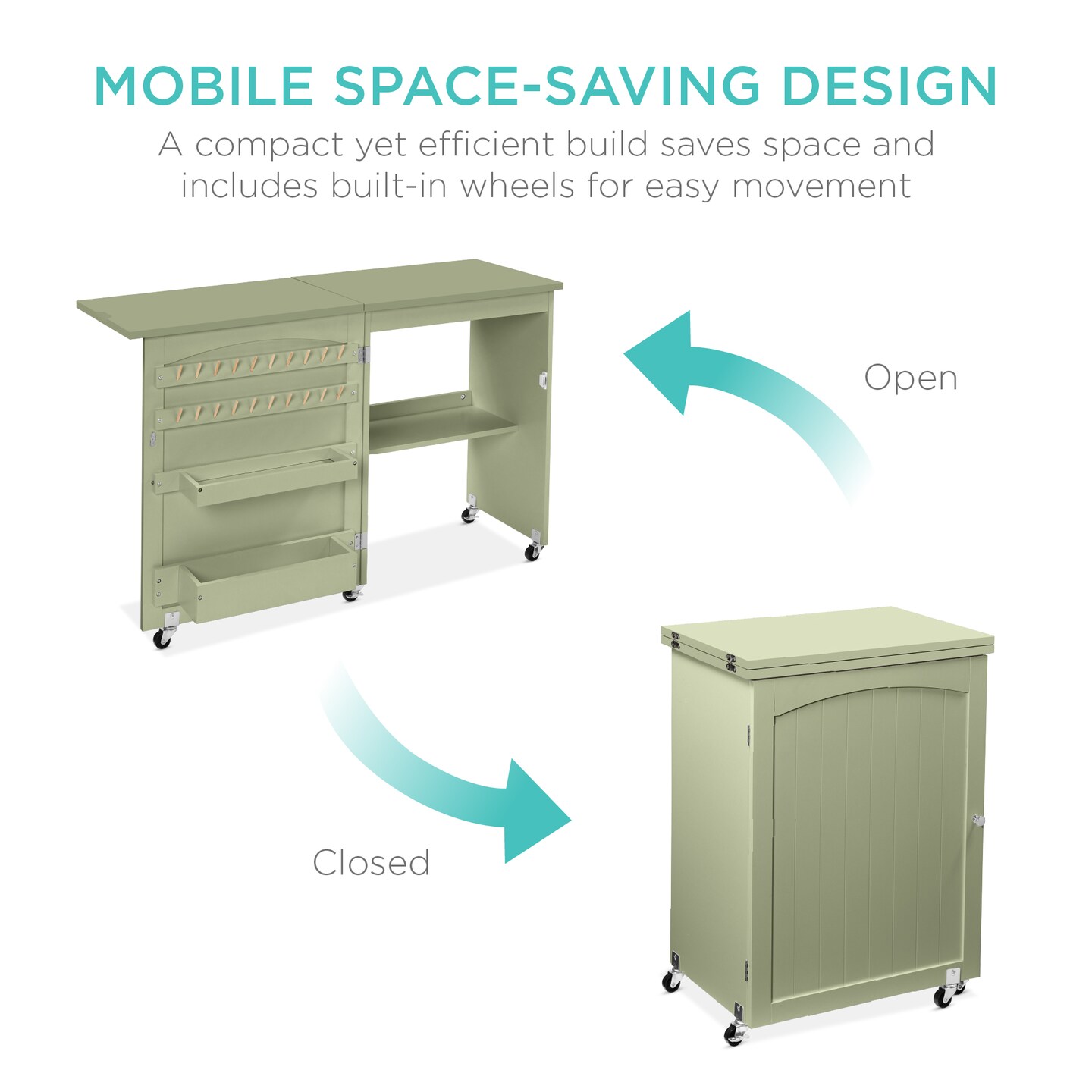 Best Choice Products Sewing Machine Table &#x26; Desk w/ Craft Storage and Trays