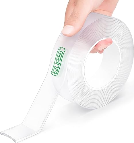 9.85 FT Double Sided Tape Heavy Duty, Extra Large Nano Double Sided Adhesive Tape, Clear Mounting Tape Picture Hanging Adhesive Strips,Removable Wall Tape Sticky Poster Tape Decor Carpet Tape