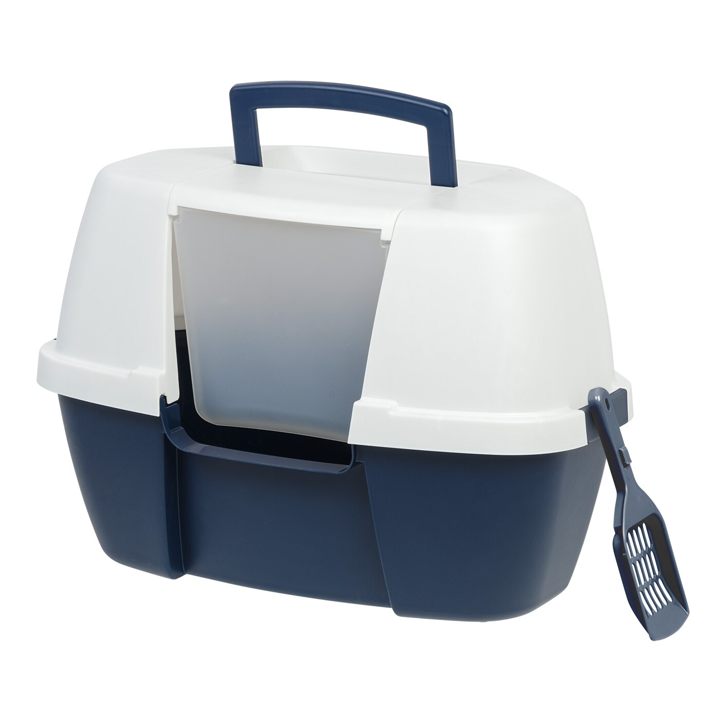 IRIS USA Large Hooded Corner Cat Litter Box with Scoop