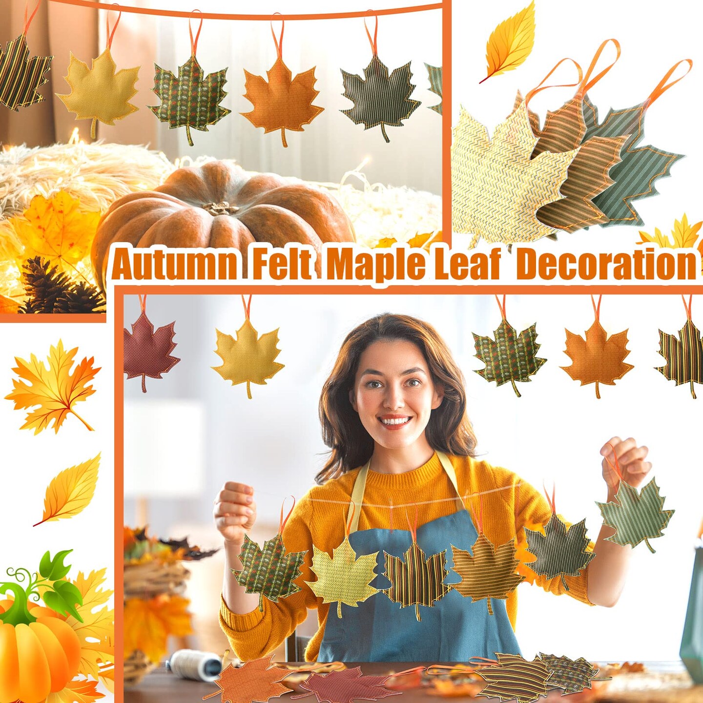 27 Pieces Fall Thanksgiving Maple Leaf Hanging Ornaments Felt 3D Fall Decoration Harvest Fall Leaves Farmhouse Decorations for Tree Festival Party Supplies(Maple Leaf Style)