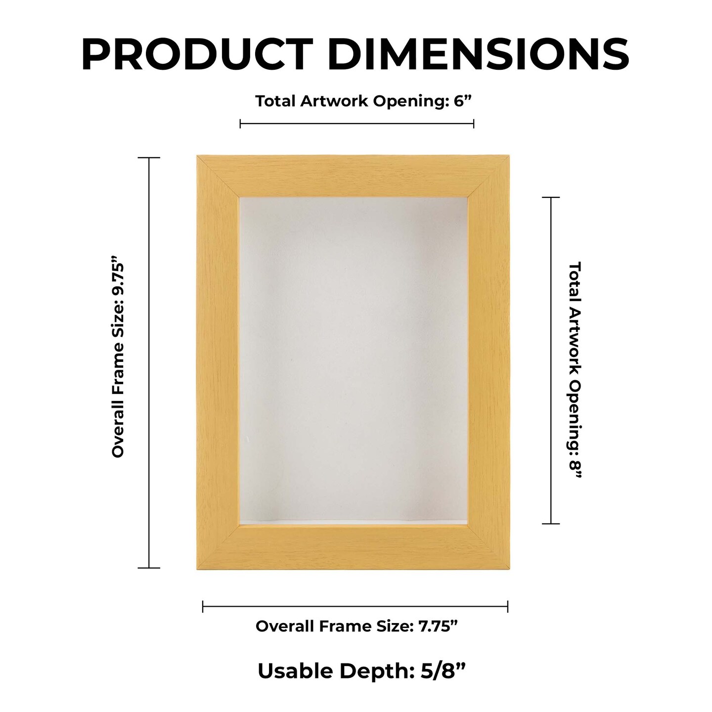 Classic Natural Wood Shadow Box Frame with Acrylic Front - White Suede Backing, 30 Sizes