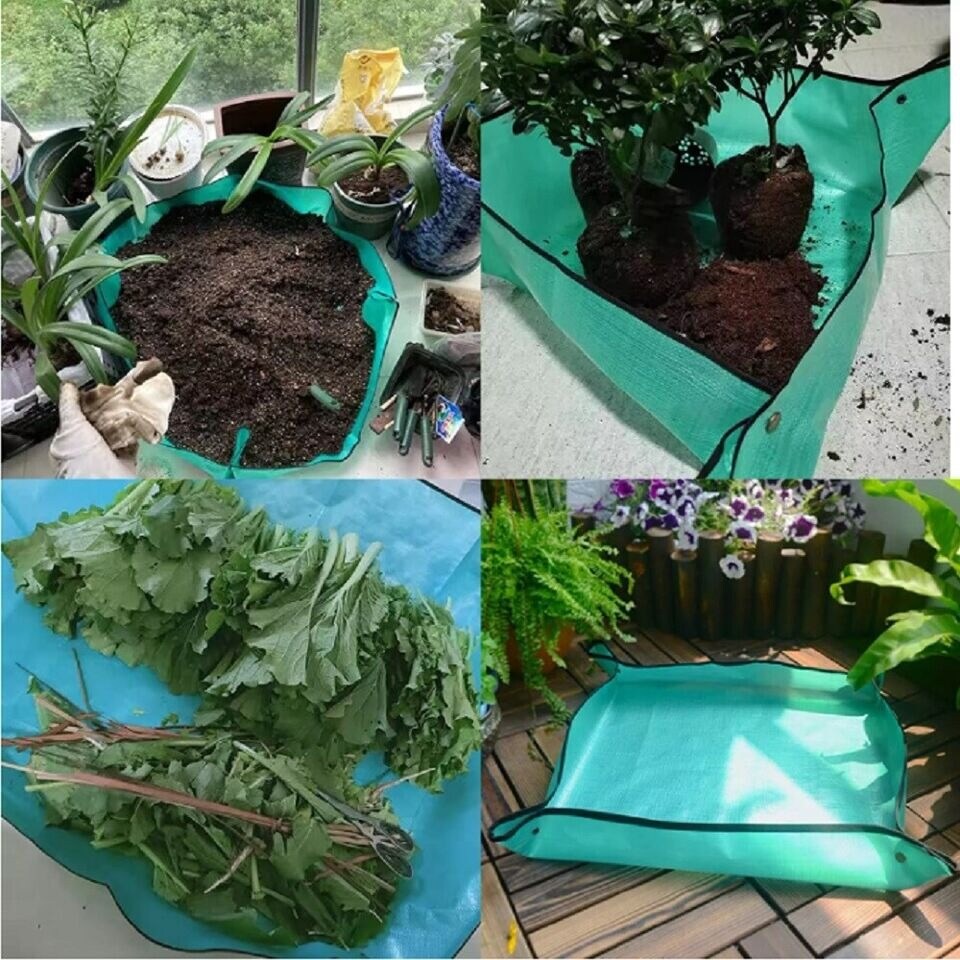 Foldable Plant Repotting Mat 39&#x22;- Garden Transplanting Square, Dirty Catcher Mat