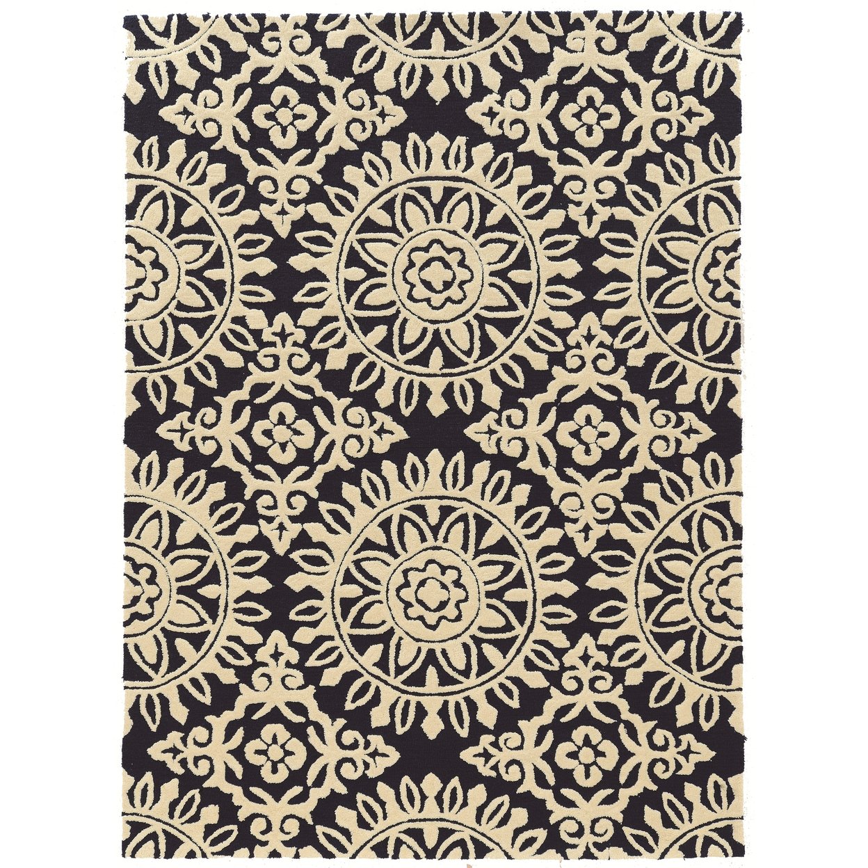 Trio Melinda Navy Area Rug 5X7 Transitional Contemporary Design