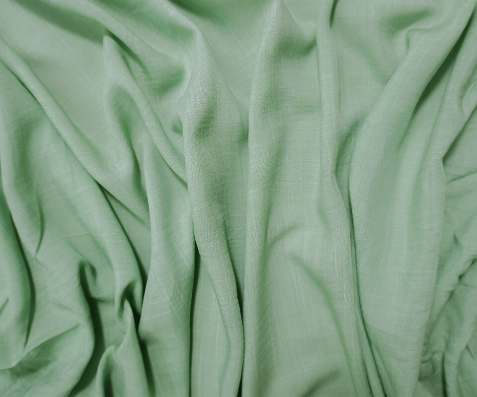 Pastel Green Rayon Solid Cross Hatch Linen-Look Challis Woven Fabric By the Yard