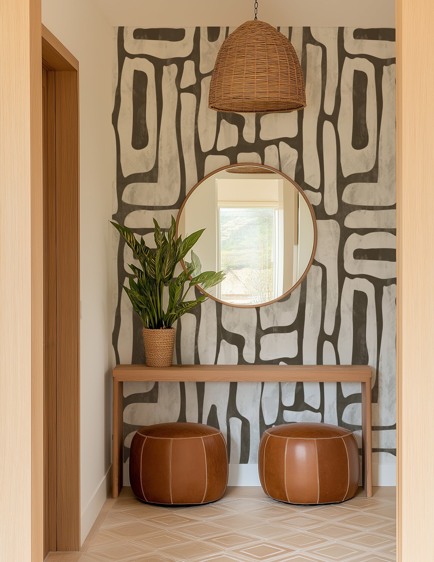 Earthy Abstract Shapes Peel and Stick Wallpaper – Modern Organic