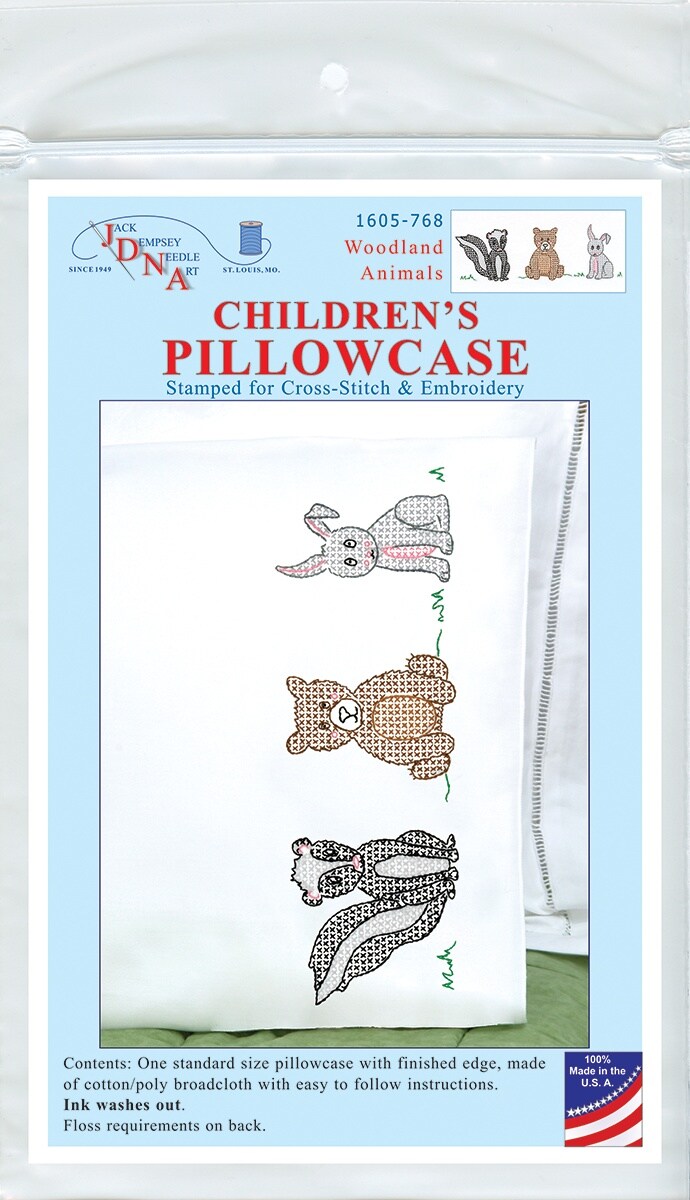 Jack Dempsey Children's Stamped Pillowcase W/Perle Edge-Woodland Animals