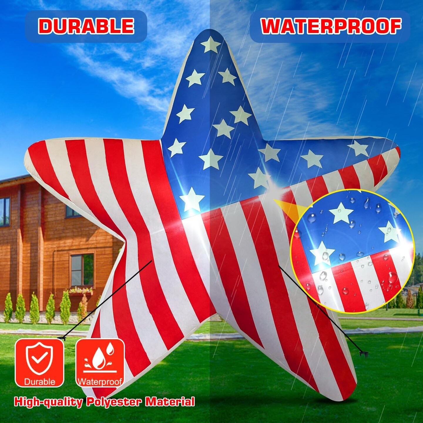 4th of July Inflatable Outdoor American Star Decoration Yard Decor