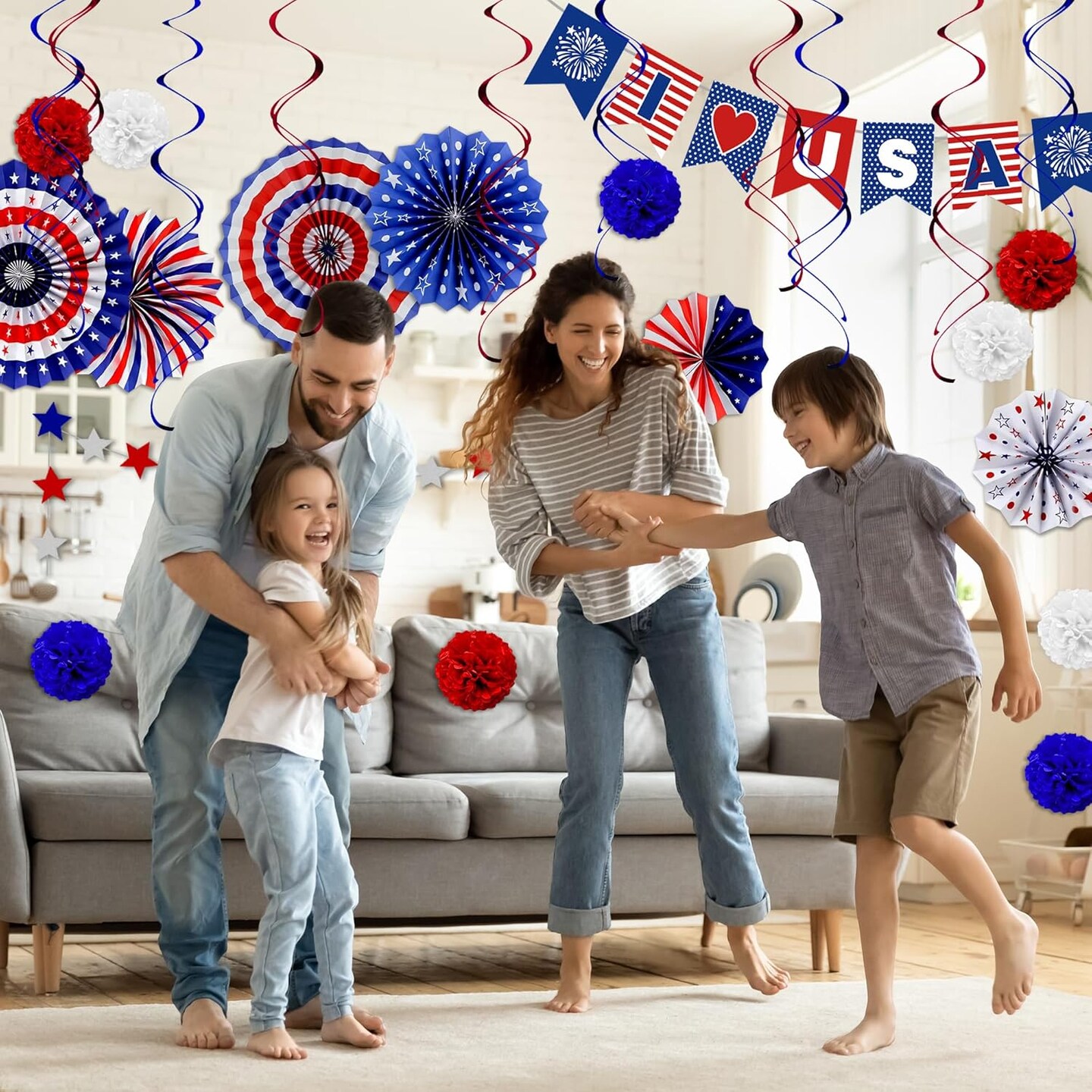30PCS 4th of July Decorations - Patriotic Love USA Banner