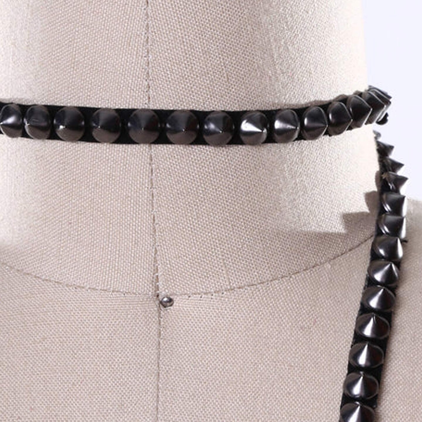 1 Yard Gunmetal Spike Tape Iron On Trim 1/4 Inch on Velvet Strip