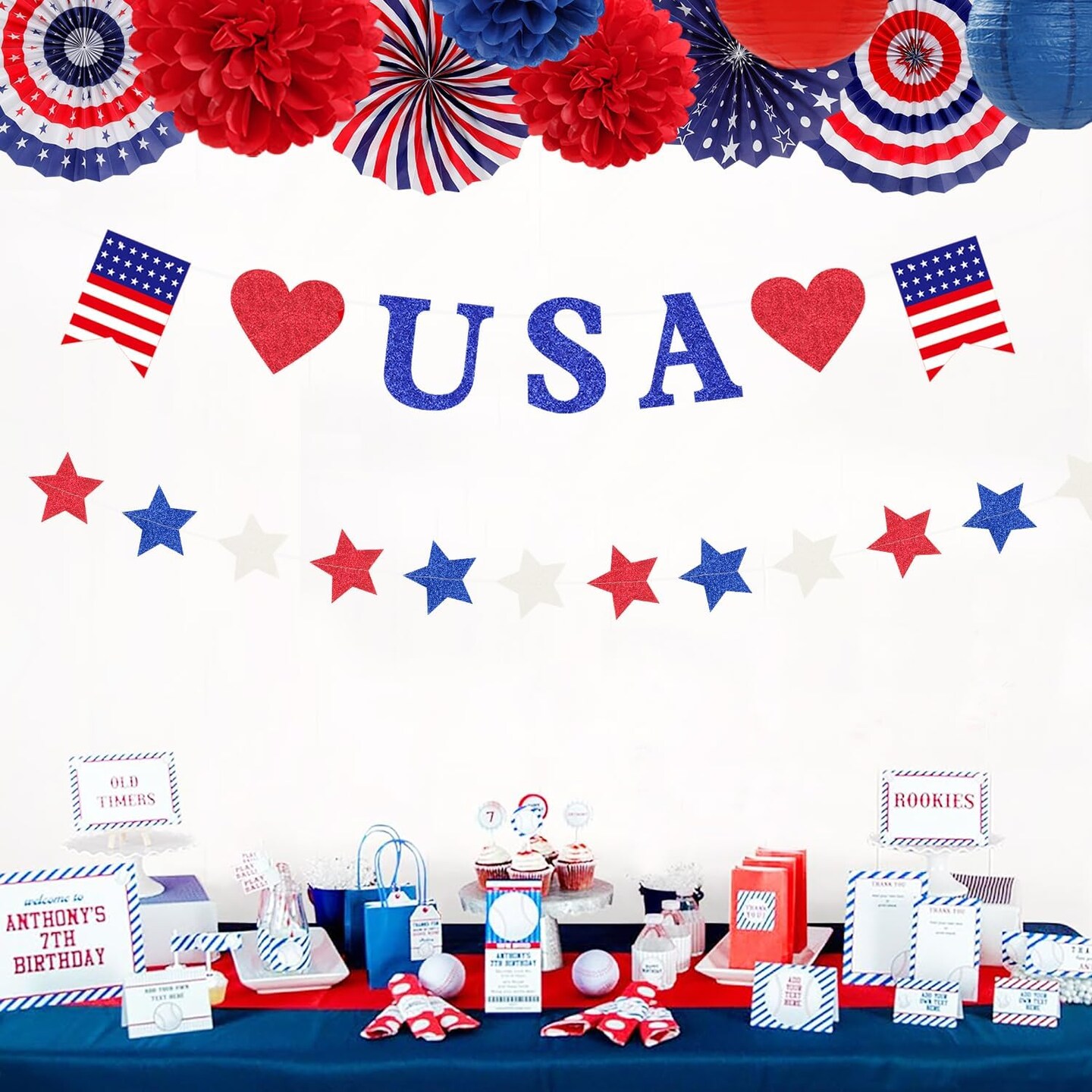 Red-White Blue Memorial-Day Patriotic Decorations