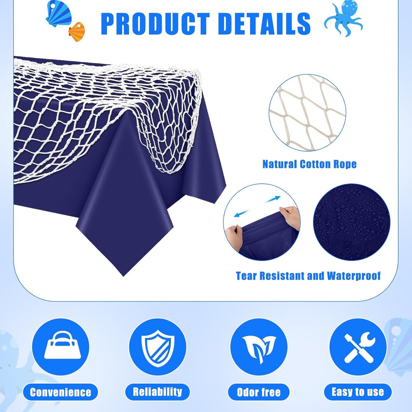 6 Pcs Fish Net Decorative and Tablecloth Se