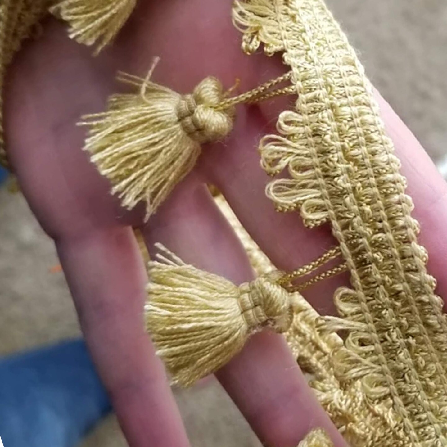1 Yard Beige Braided Gimp Trim with Elegant Tassel Fringe for Home Décor and Upholstery 2” Width